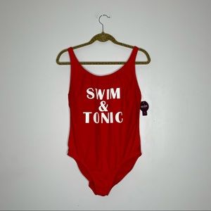 CACIQUE Swim & Tonic Red Graphic Swimsuit Sz 16